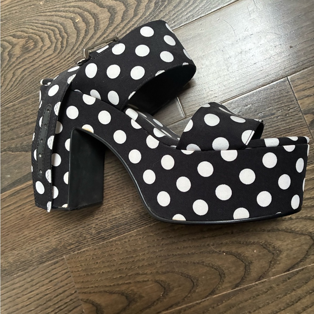 Jeffrey Campbell Black and White Polka Dot Platforms